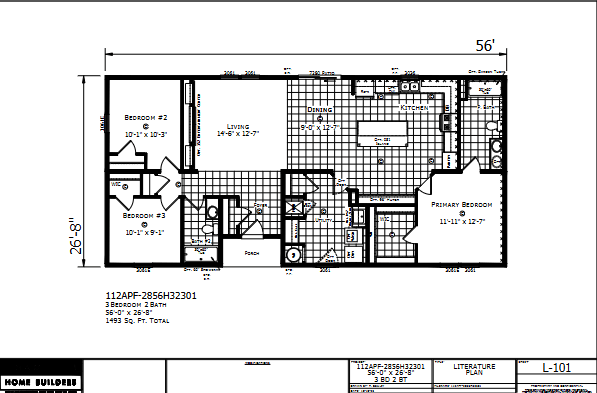 Dutch Aspire Easton 2856H32301 — 3 bed 2 bath manufactured home floor plan