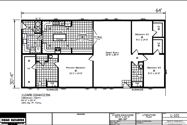 Dutch Aspire Henderson 3264H32396 — 3 bed 2 bath manufactured home floor plan