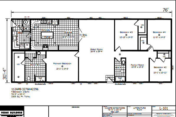 Dutch Aspire Henderson 3276H42396 — 4 bed 2 bath manufactured home floor plan
