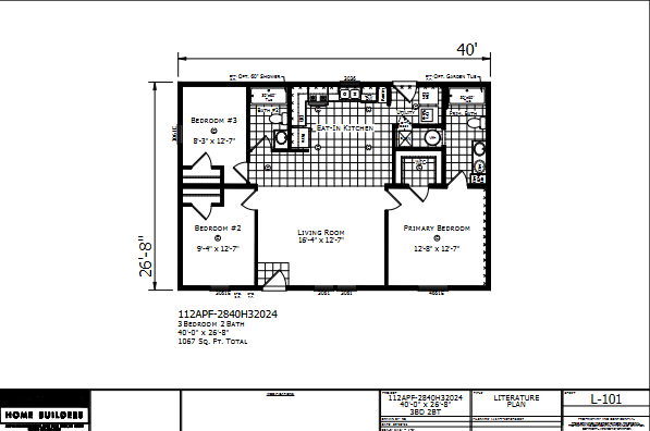 Dutch Aspire Monroe 2840H32024 — 2–3 bed 2 bath manufactured home floor plan