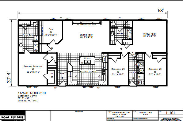 Dutch Aspire Shelby 3268H32181 — 3 bed 2 bath manufactured home floor plan