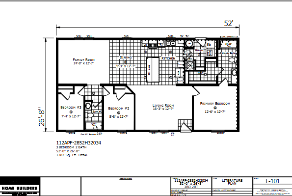 Ventura Multi-Section floor plan — 1387 sq ft, 3 bed, 2 bath