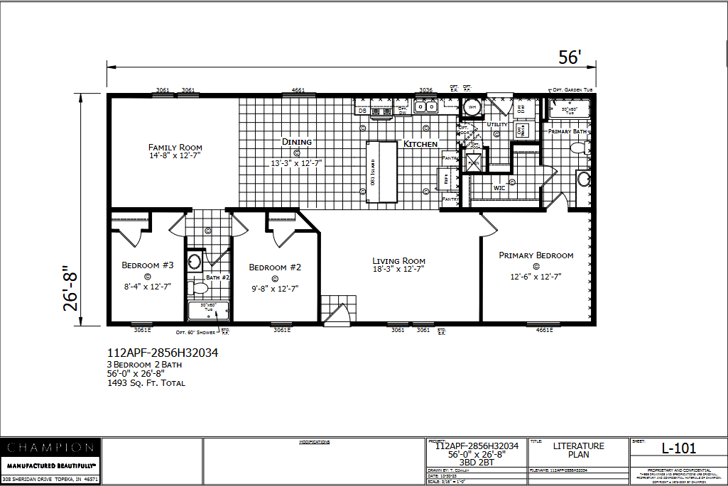 Dutch Aspire Ventura 2856H32034 — 3 bed 2 bath manufactured home floor plan