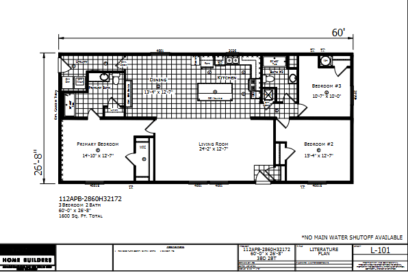 Dutch Aspire Warren 2860H32172 — 3 bed 2 bath manufactured home floor plan