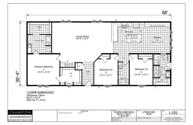 Madison β 3 bed 2 bath manufactured home floor plan
