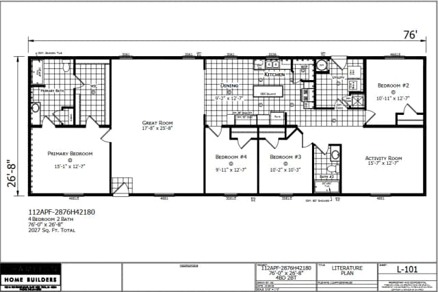 Baldwin β 4 bed 2 bath manufactured home floor plan