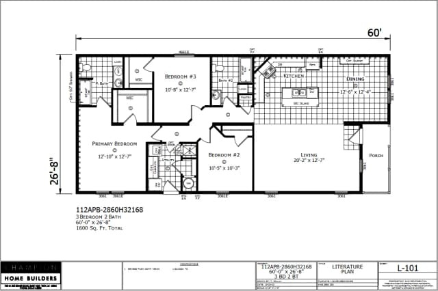 Bay Port β 3 bed 2 bath manufactured home floor plan