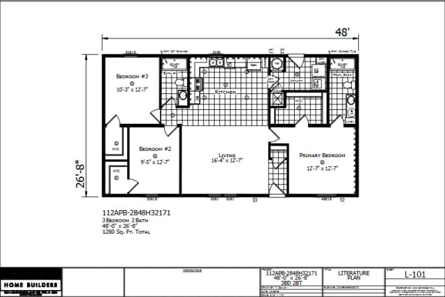 Lincoln β 3 bed 2 bath manufactured home floor plan