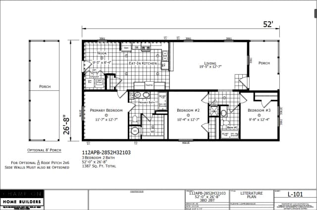 Pontiac β 3 bed 2 bath manufactured home floor plan