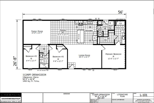 Ventura β 3 bed 2 bath manufactured home floor plan