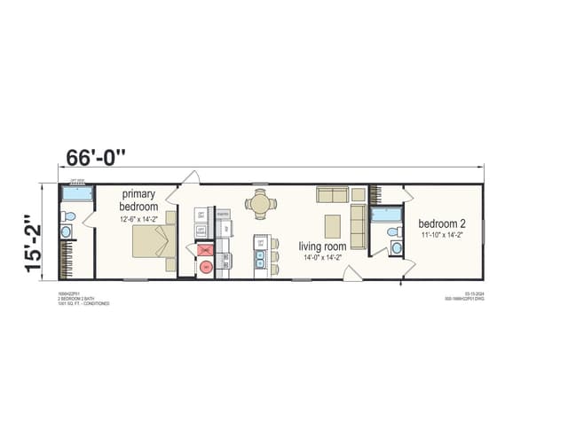 Edmonson β 2 bed 2 bath manufactured home floor plan