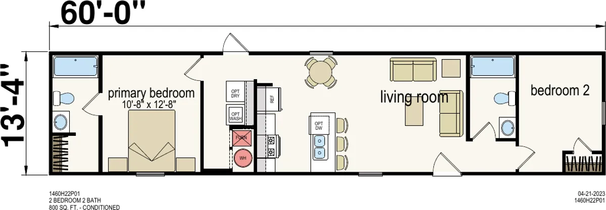 Click to enlarge Crest Reverse Aisle single wide home — floor plan sheet