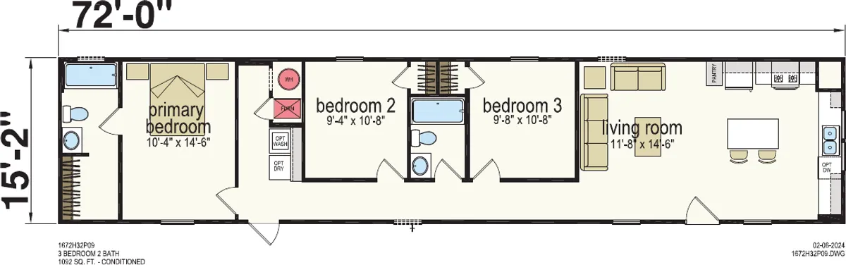 Powell β 3 bed 2 bath manufactured home floor plan