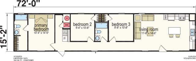 Powell β 3 bed 2 bath manufactured home floor plan