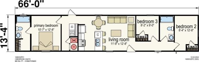 Zenith β 3 bed 2 bath manufactured home floor plan