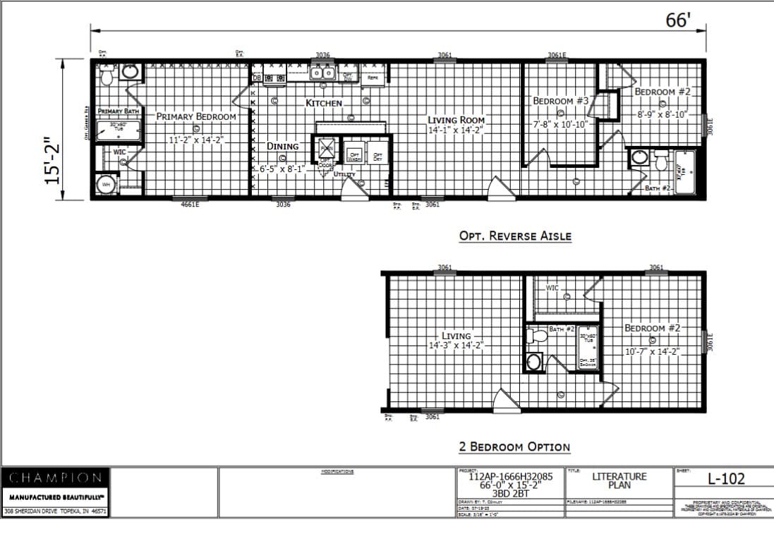 1666H32085 β 3 bed 2 bath manufactured home floor plan