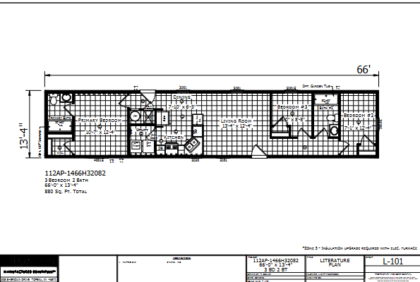 Paramount 1466H32082 β 2β3 bed 2 bath manufactured home floor plan