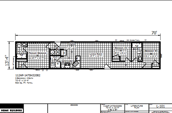 Paramount 1470H32082 β 2β3 bed 2 bath manufactured home floor plan