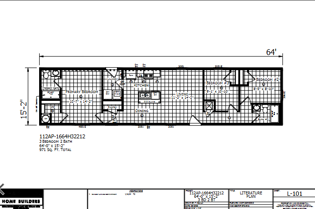 Paramount 1664H32212 β 2β3 bed 2 bath manufactured home floor plan