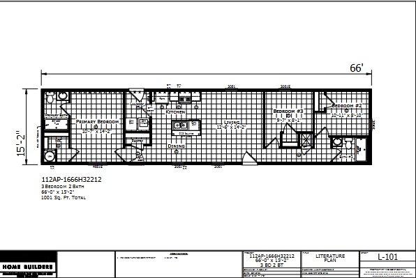 Paramount 1666H32212 β 2β3 bed 2 bath manufactured home floor plan