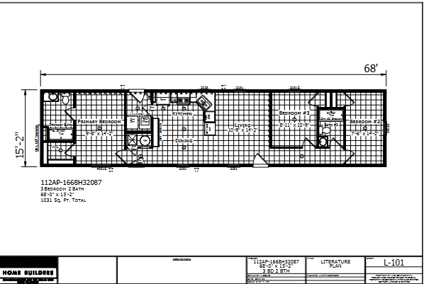 Paramount 1668H32087 β 2β3 bed 2 bath manufactured home floor plan