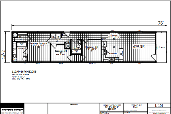 Paramount 1676H32089 β 2β3 bed 2 bath manufactured home floor plan