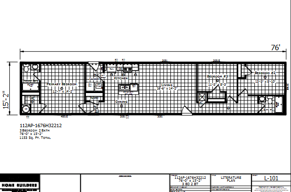 Paramount 1676H32212 β 2β3 bed 2 bath manufactured home floor plan