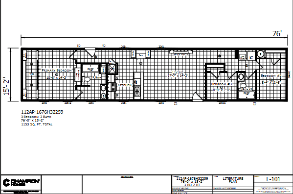 Paramount 1676H32259 β 3 bed 2 bath manufactured home floor plan