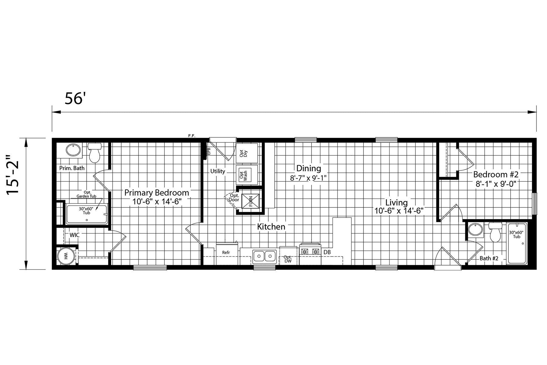 Click to enlarge 1656H22208 single wide home — floor plan sheet (photo 9 of 9)