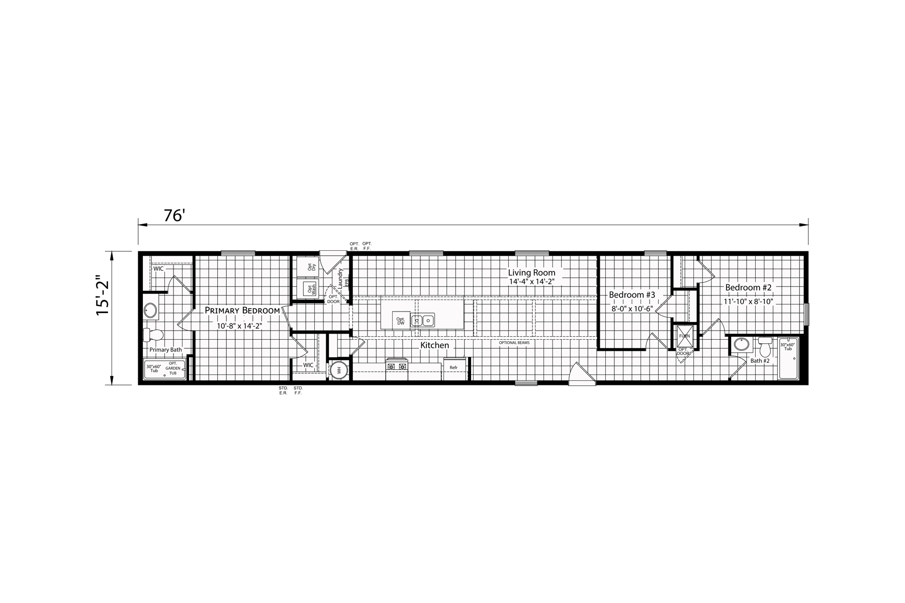 Click to enlarge 1666H22091 single wide home — floor plan sheet (photo 16 of 16)