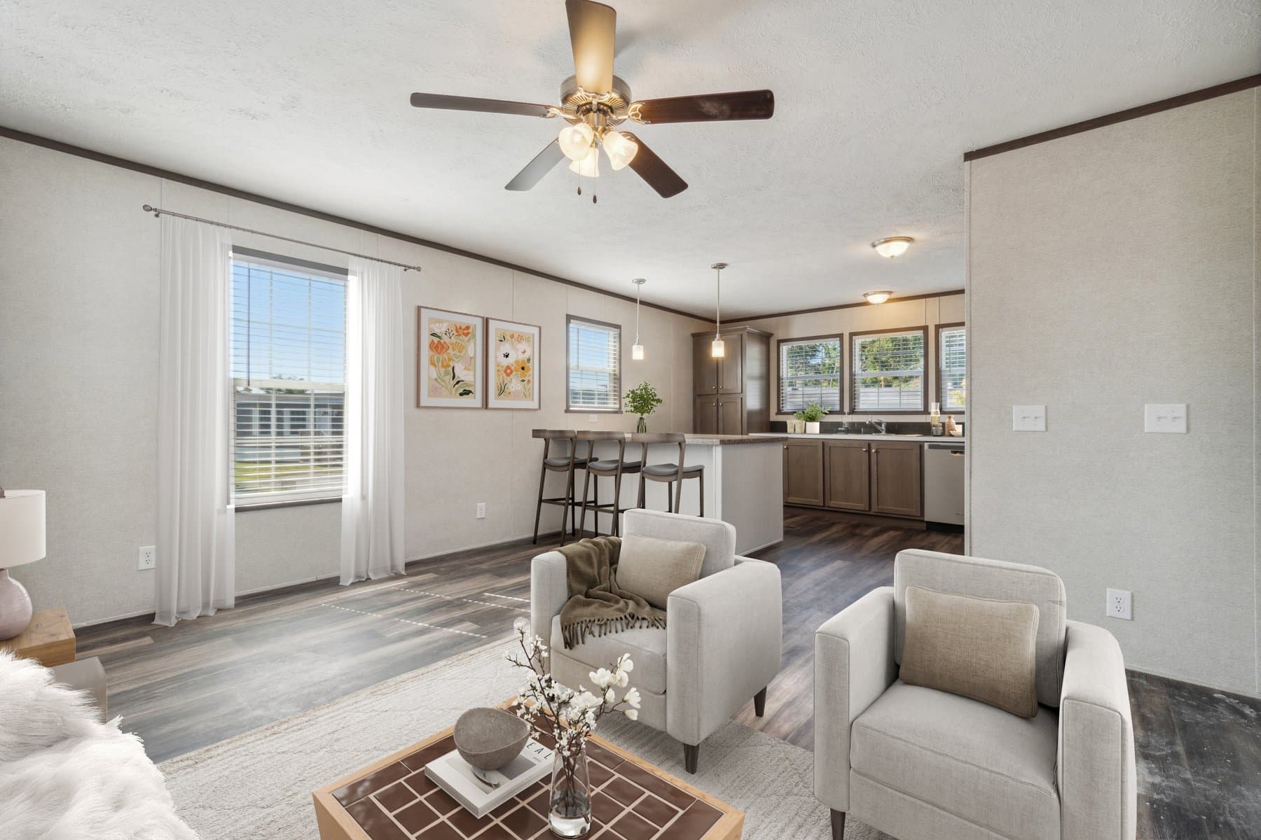 Click to enlarge 1672H32184 single wide home — living room (photo 5 of 40)