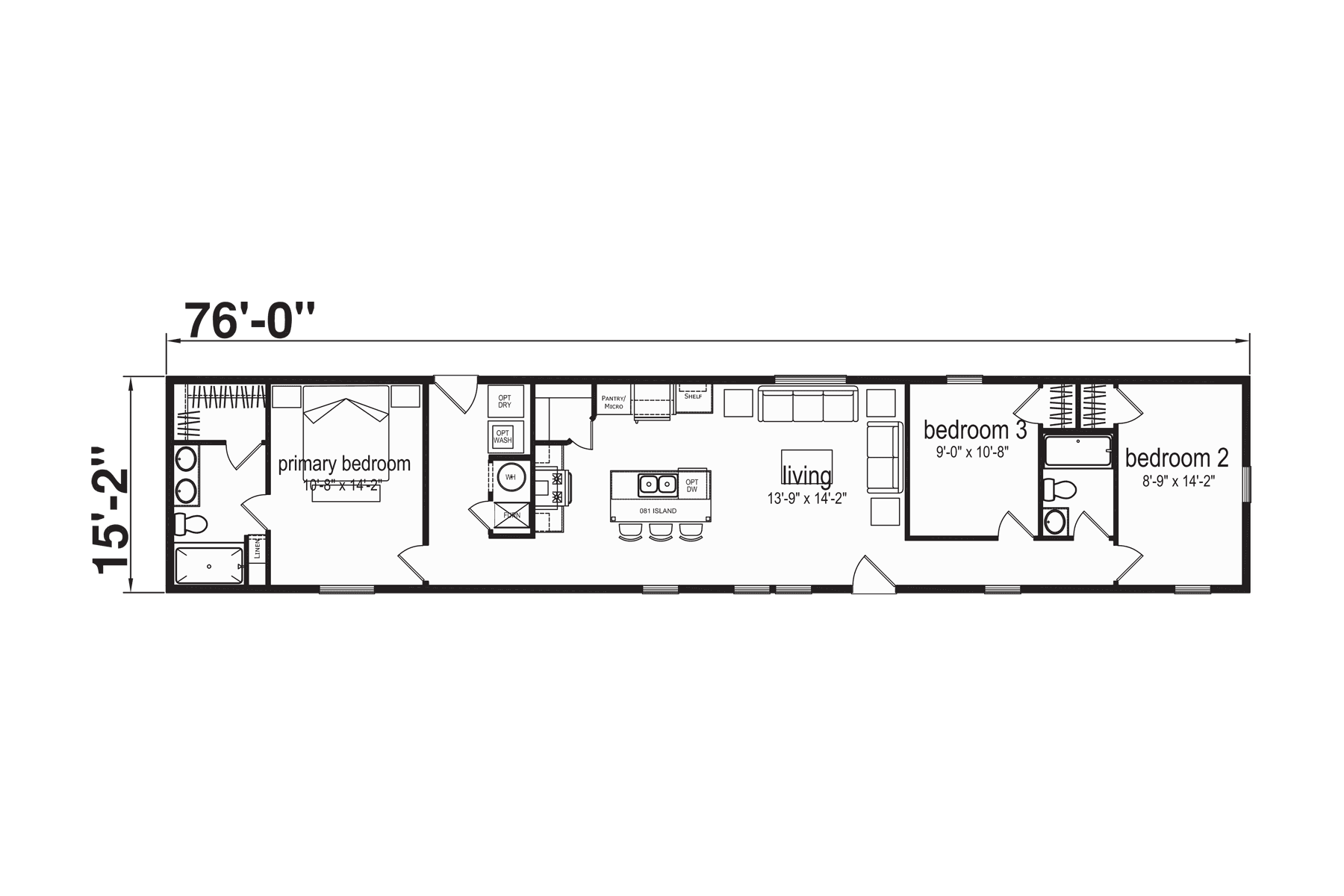 Click to enlarge 1676H32107 single wide home — floor plan sheet (photo 4 of 16)