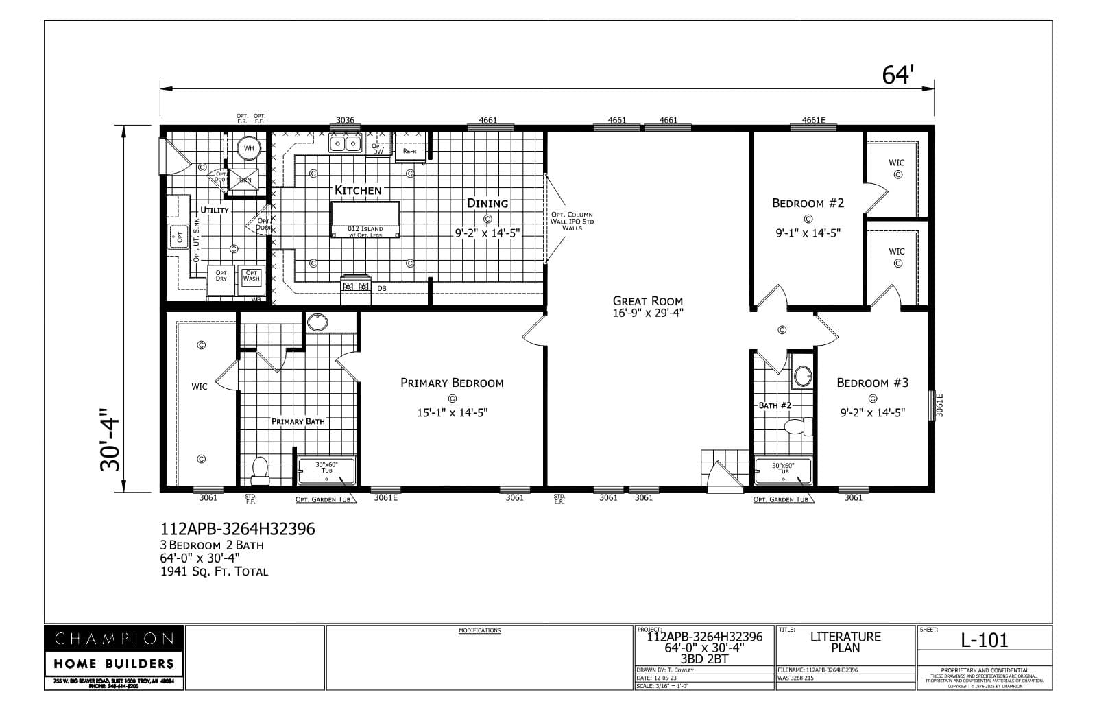 Henderson β 3 bed 2 bath manufactured home floor plan