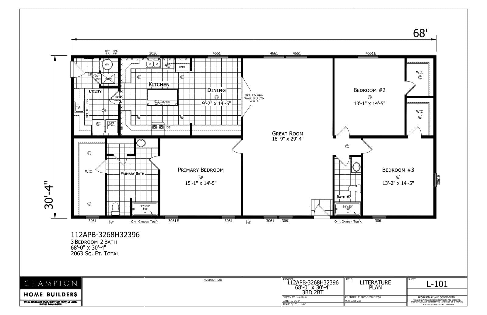 Henderson β 3 bed 2 bath manufactured home floor plan