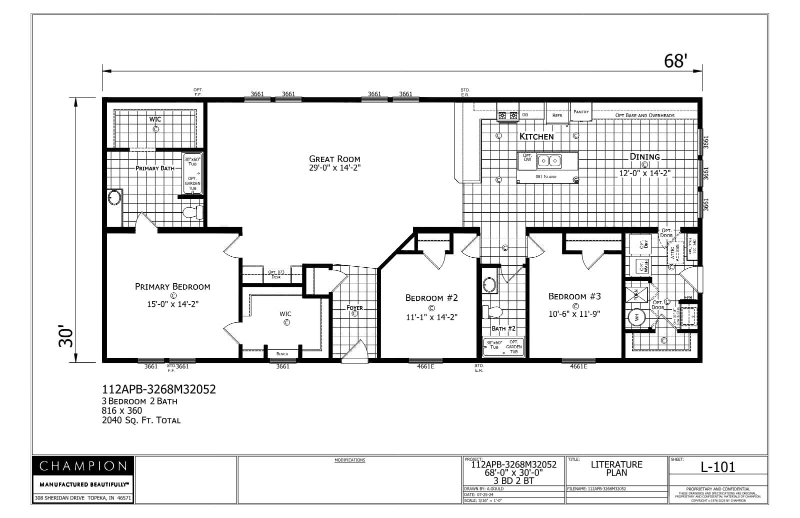 Madison β 3 bed 2 bath manufactured home floor plan