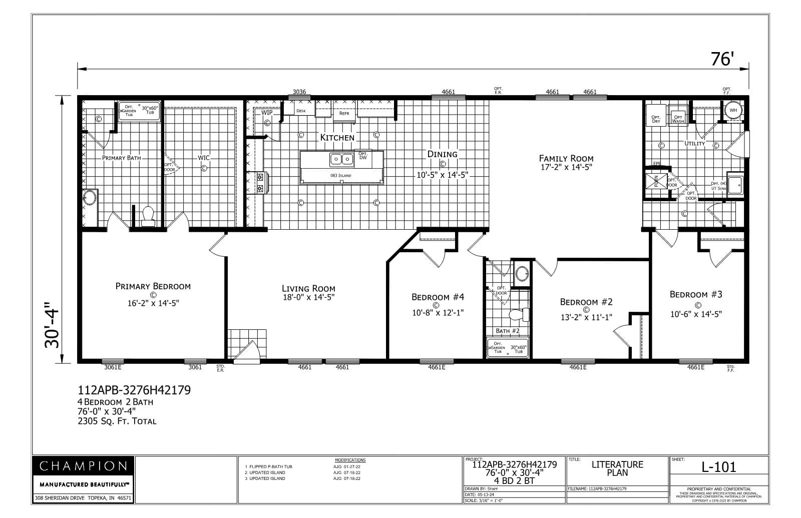 Verona β 4 bed 2 bath manufactured home floor plan