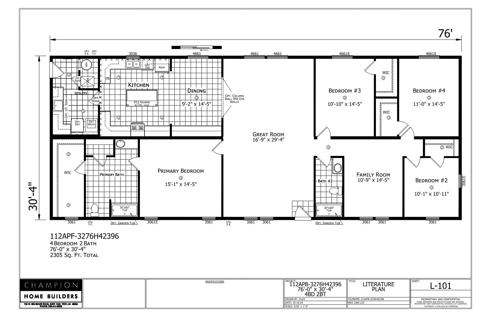 Henderson β 4 bed 2 bath manufactured home floor plan