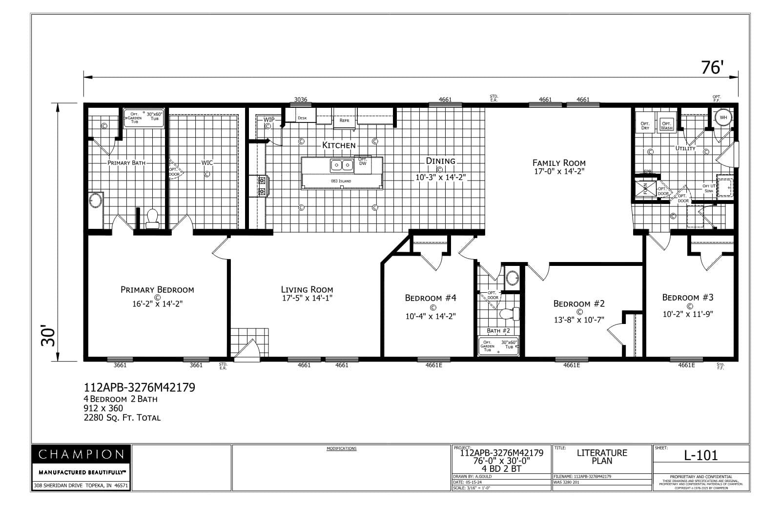 Verona β 4 bed 2 bath manufactured home floor plan