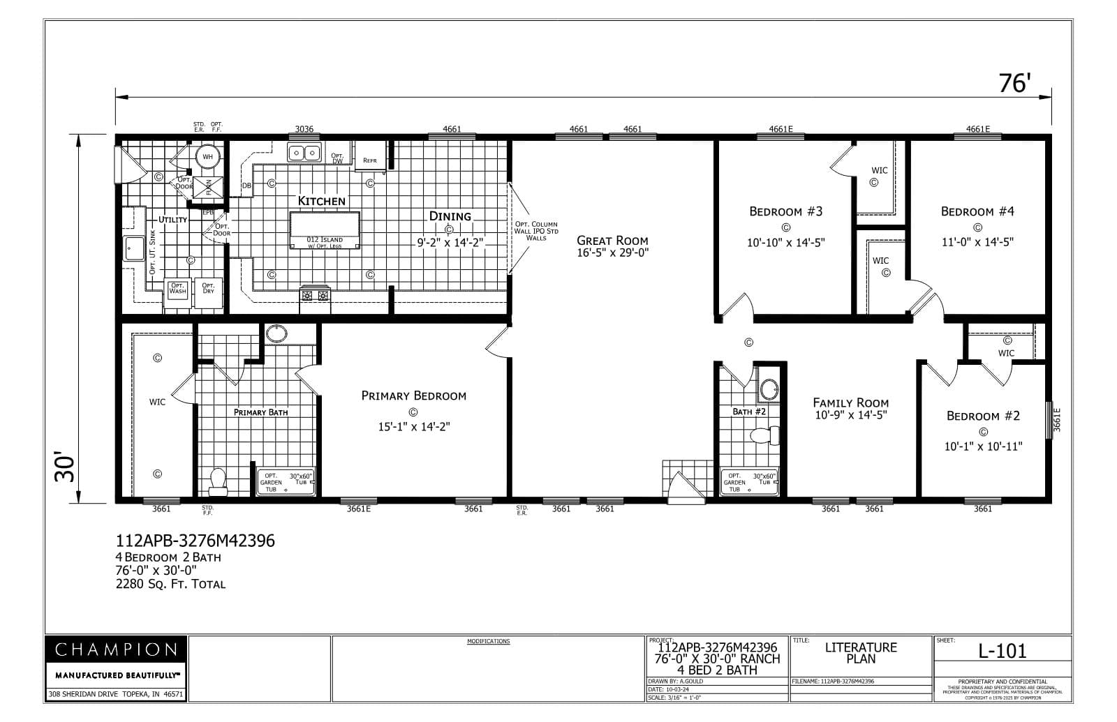 Henderson β 4 bed 2 bath manufactured home floor plan