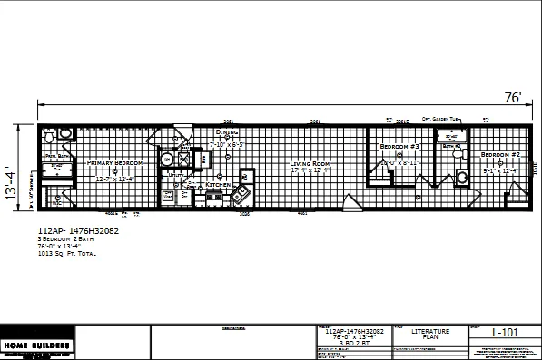 1476H32082 β 3 bed 2 bath manufactured home floor plan