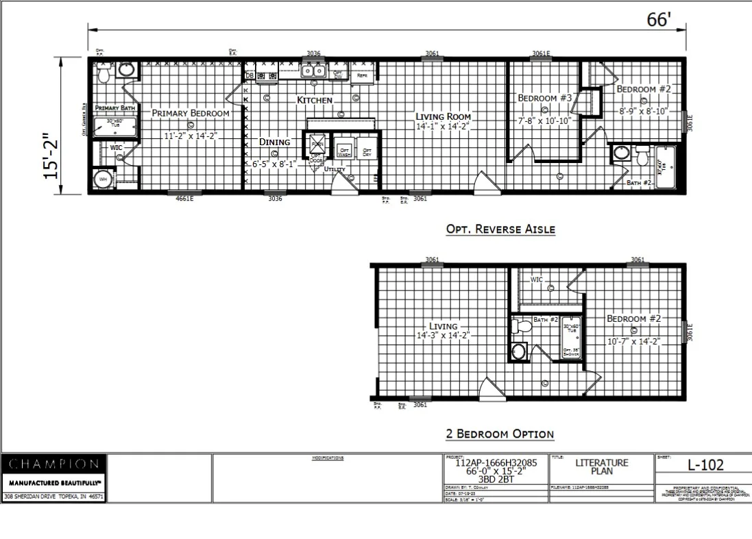 1666H32085 β 3 bed 2 bath manufactured home floor plan