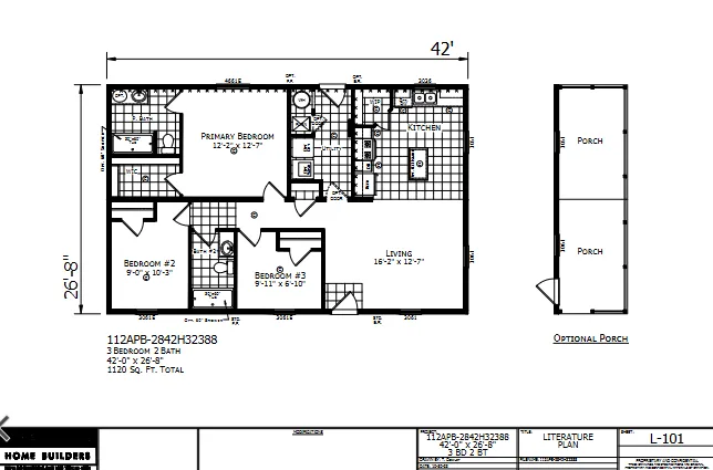 Appleton β 3 bed 2 bath manufactured home floor plan