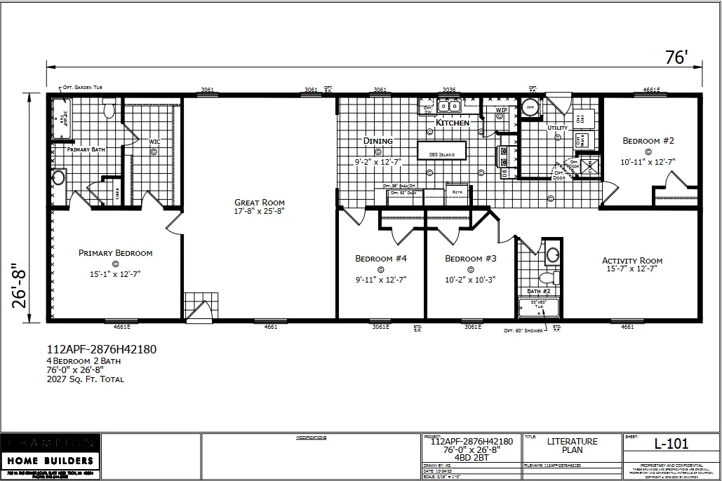 Baldwin β 4 bed 2 bath manufactured home floor plan