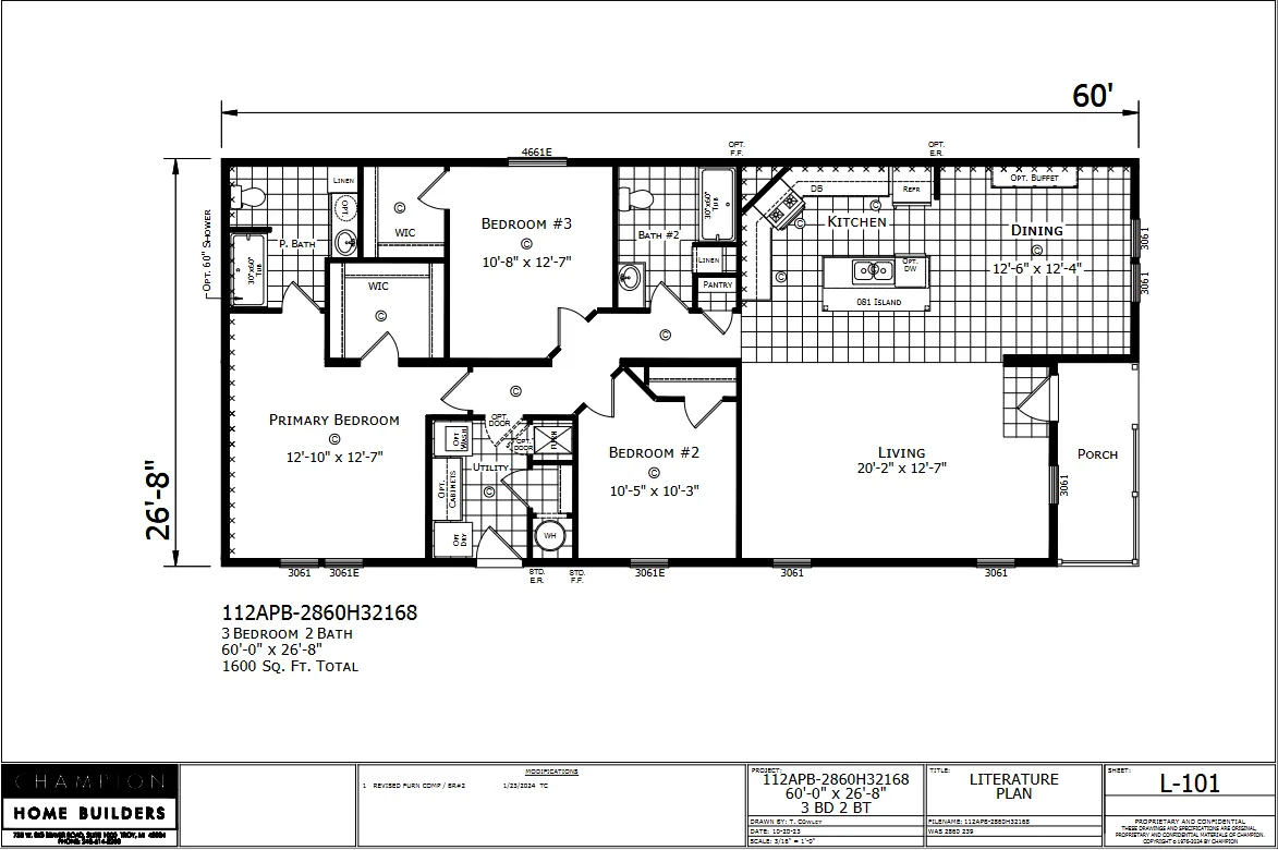Bay Port β 3 bed 2 bath manufactured home floor plan