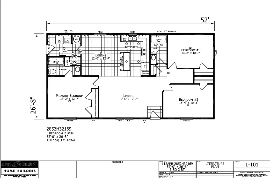 Bayfield β 3 bed 2 bath manufactured home floor plan