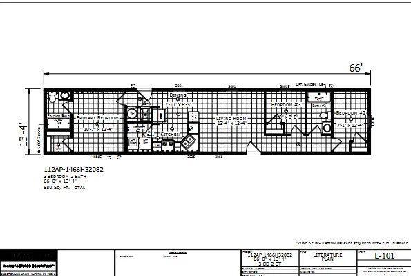 1466H32082 β 3 bed 2 bath manufactured home floor plan