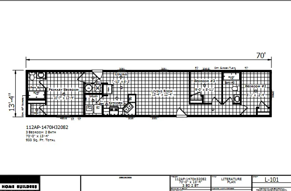 1470H32082 β 3 bed 2 bath manufactured home floor plan