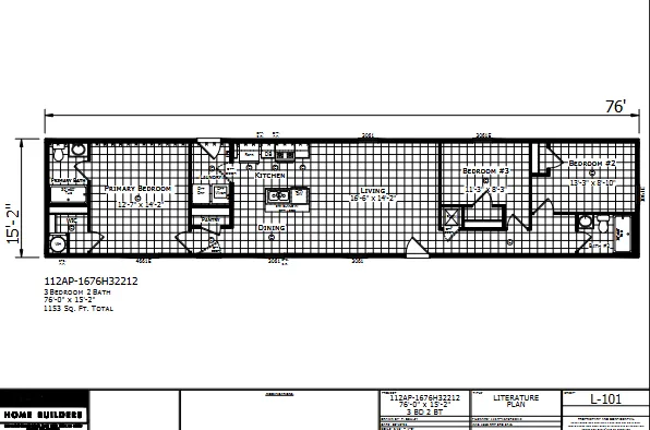 1676H32212 β 3 bed 2 bath manufactured home floor plan