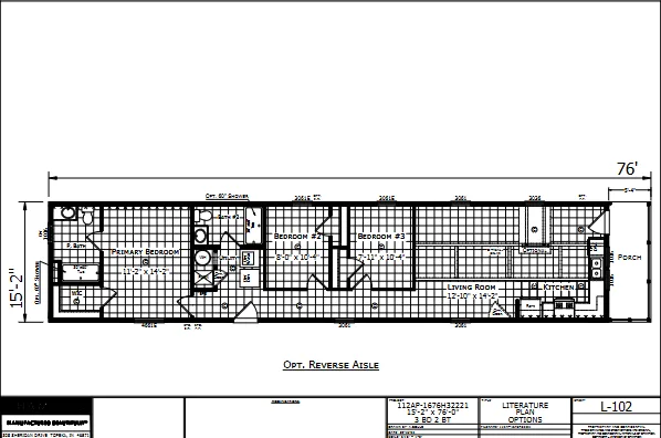 1676H32221 β 3 bed 2 bath manufactured home floor plan