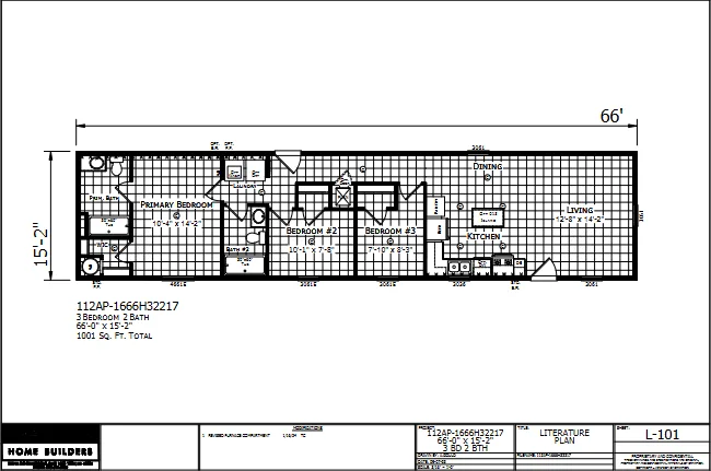 1666H32217 β 3 bed 2 bath manufactured home floor plan